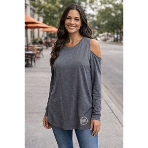 Michael Kors Small Off Shoulder Shirt Soft Grey Logo